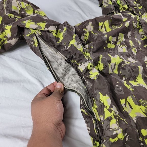 Quiksilver Mens Medium Green Winter Ski Jacket Multi Face All Over Print Vented - Picture 9 of 14